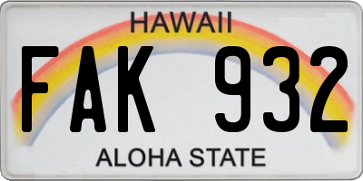 HI license plate FAK932