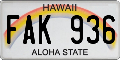 HI license plate FAK936
