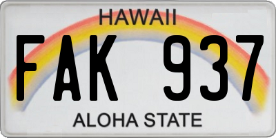 HI license plate FAK937