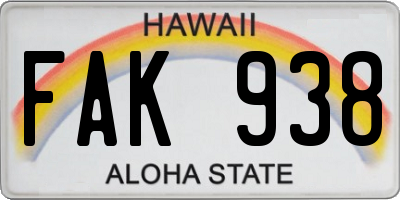 HI license plate FAK938