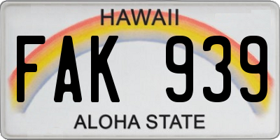 HI license plate FAK939