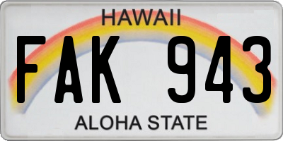 HI license plate FAK943