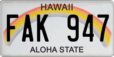HI license plate FAK947