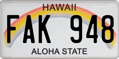 HI license plate FAK948