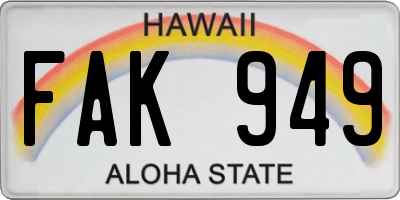 HI license plate FAK949