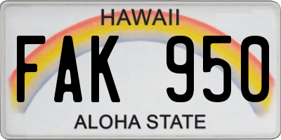HI license plate FAK950
