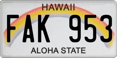 HI license plate FAK953