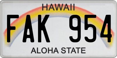 HI license plate FAK954