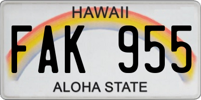 HI license plate FAK955