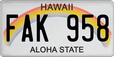HI license plate FAK958