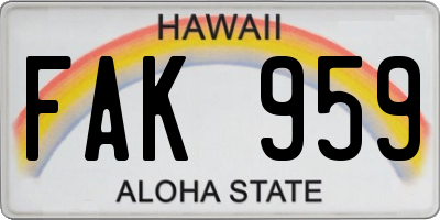 HI license plate FAK959