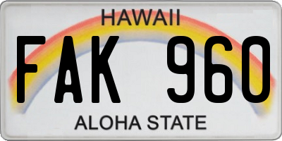 HI license plate FAK960