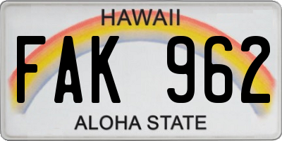 HI license plate FAK962