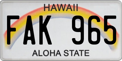 HI license plate FAK965