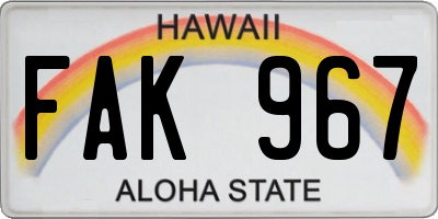 HI license plate FAK967