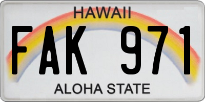 HI license plate FAK971