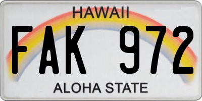 HI license plate FAK972