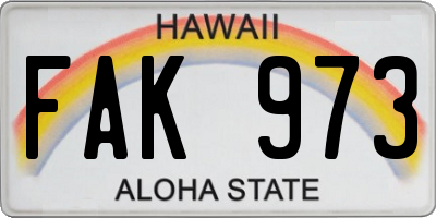 HI license plate FAK973