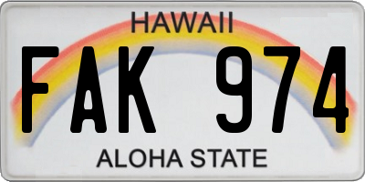 HI license plate FAK974