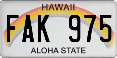 HI license plate FAK975