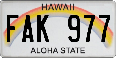 HI license plate FAK977