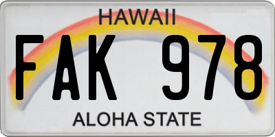 HI license plate FAK978