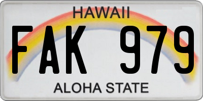 HI license plate FAK979