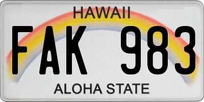 HI license plate FAK983