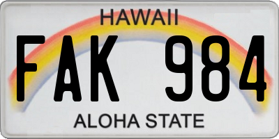 HI license plate FAK984
