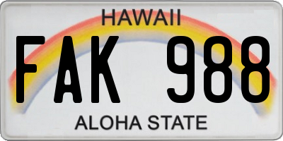 HI license plate FAK988