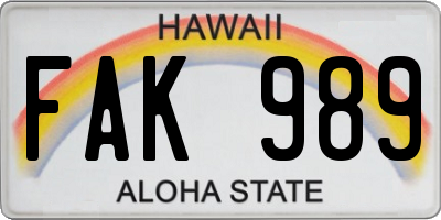 HI license plate FAK989