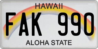 HI license plate FAK990