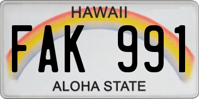 HI license plate FAK991