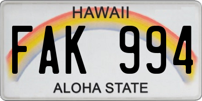 HI license plate FAK994