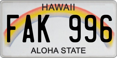 HI license plate FAK996