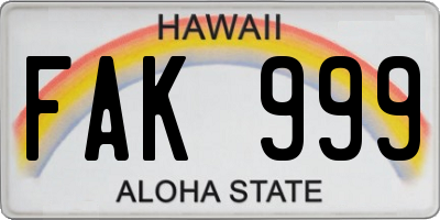HI license plate FAK999