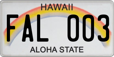 HI license plate FAL003