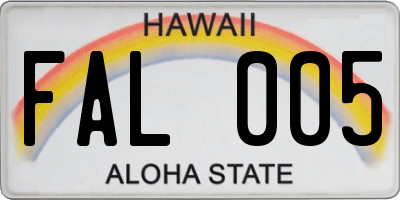 HI license plate FAL005