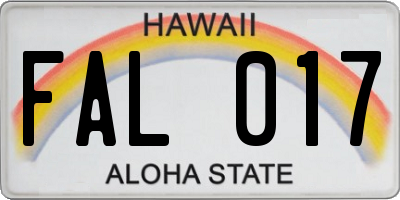 HI license plate FAL017