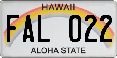 HI license plate FAL022
