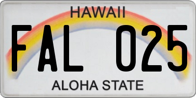 HI license plate FAL025