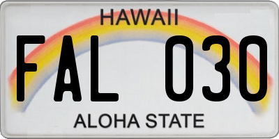 HI license plate FAL030