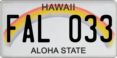 HI license plate FAL033