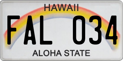 HI license plate FAL034