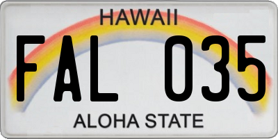 HI license plate FAL035