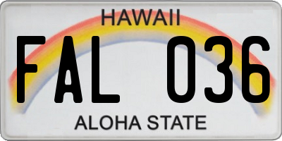 HI license plate FAL036