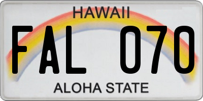 HI license plate FAL070
