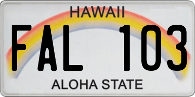 HI license plate FAL103