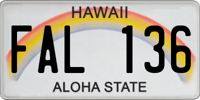 HI license plate FAL136