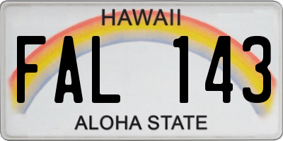 HI license plate FAL143